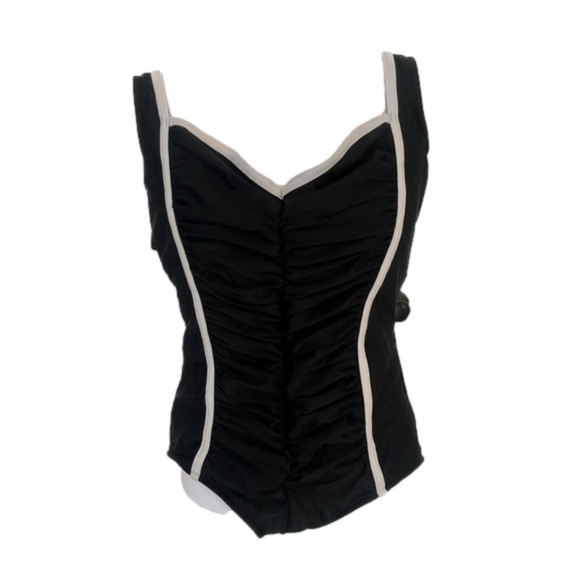 Carol Wior Black Ruched Slimming Swimsuit size 16 Shape Detector never worn - Picture 1 of 12